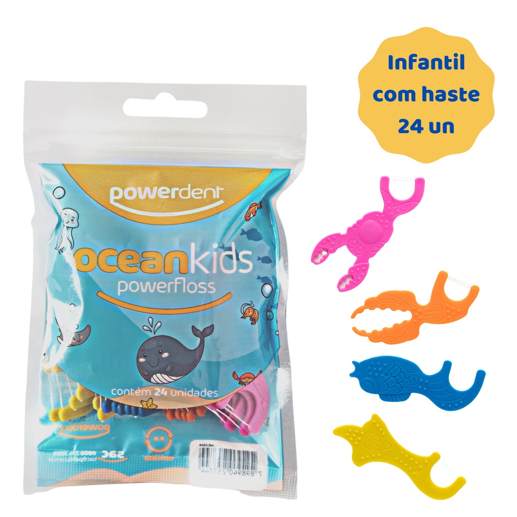 Fio dental com haste cabo forquilha infantil resistente pratico divertido