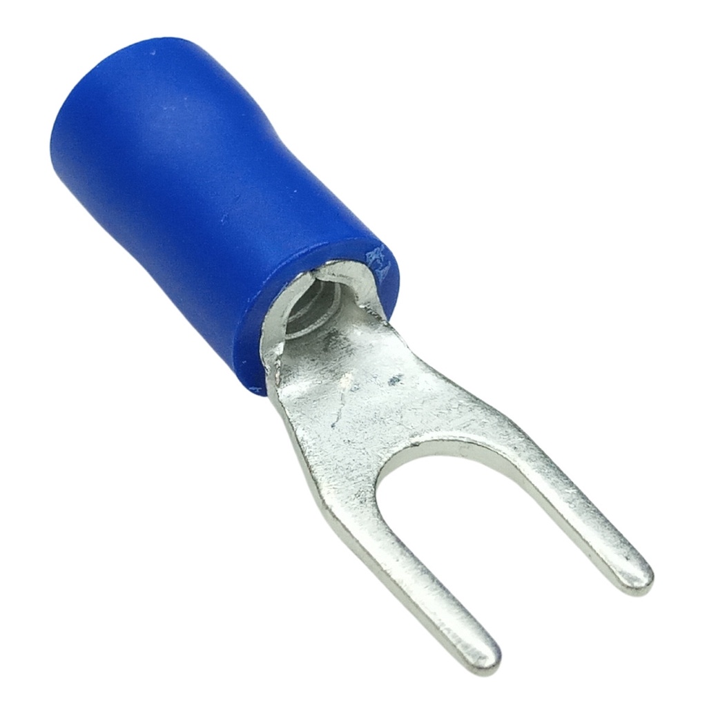 TERMINAL GARFO ISOLADO 1,0 A 2,5MM² M4 AZUL PCT 10 UNIDADES