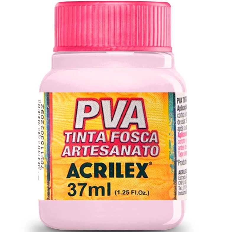 Tinta PVA Fosca Rosa Bebê 37ml Acrilex - Tinta para madeira, cortiça, Isopor, Papel, Palha e PET