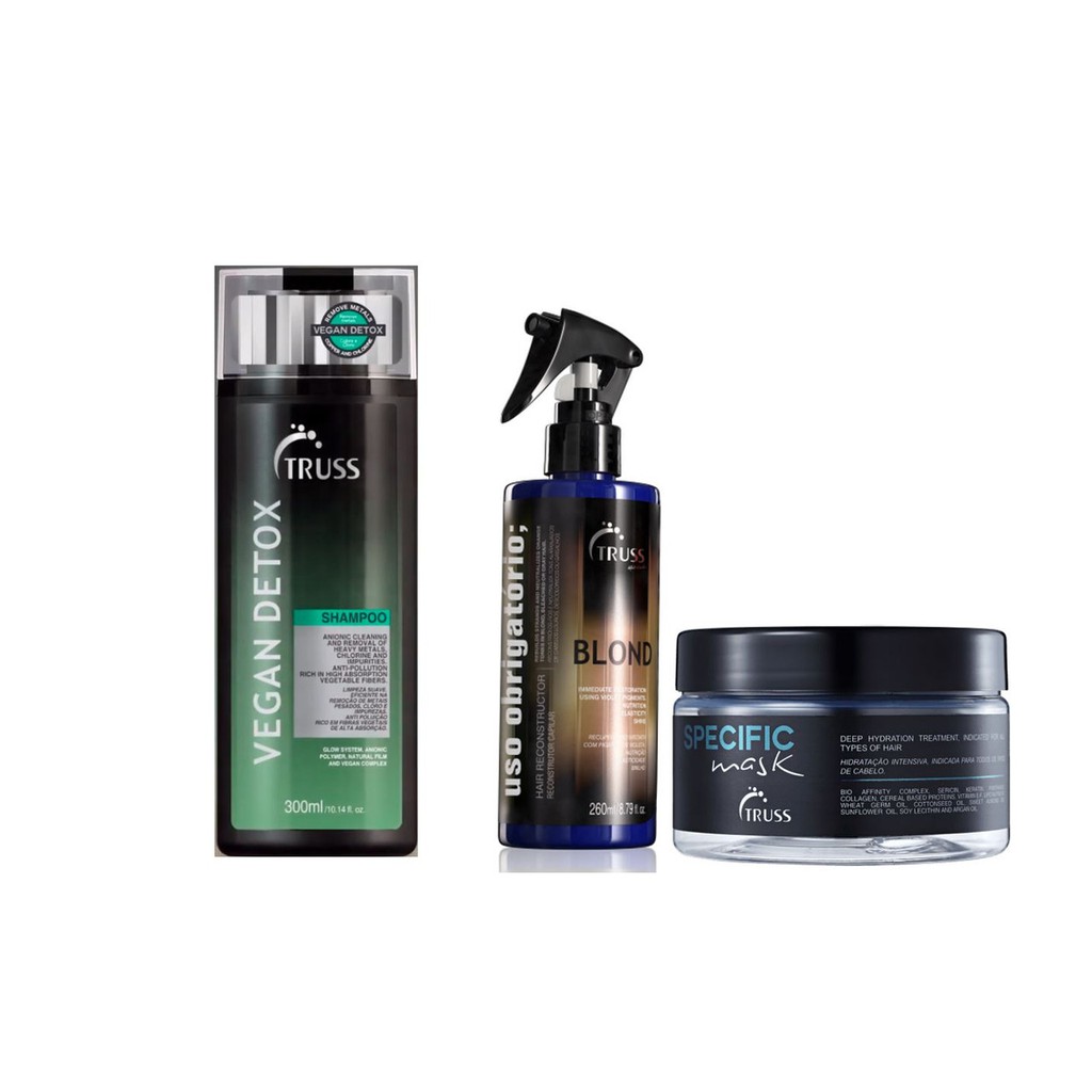 Truss Vegan Detox Shampoo e Máscara Specific e Uso Obrigatório Blond