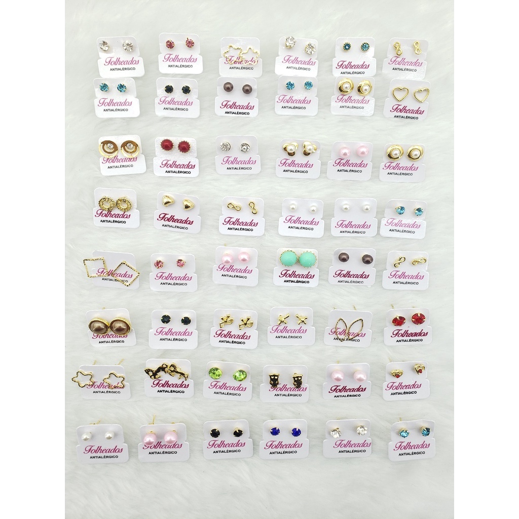 Kit 15 pares brincos Foleados Bijuteria no atacado estilo aleatório brinco Preço por atacado