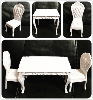 BJD Boneca 1/6 Acessórios De Móveis De Cozinha Mesa De Jantar Cadeira Cadeiras De Maquiagem diy Decoração barbie