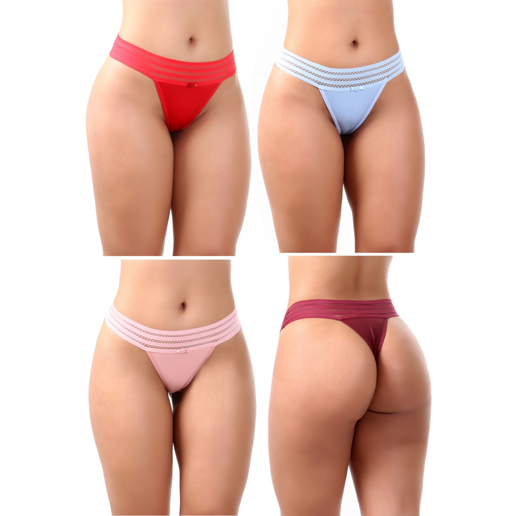 Calcinha fio sexy kit com 5 calcinhas Microfibra ViDa Store lingerie Cós Largo com Elástico anatômico 50MM ATACADO