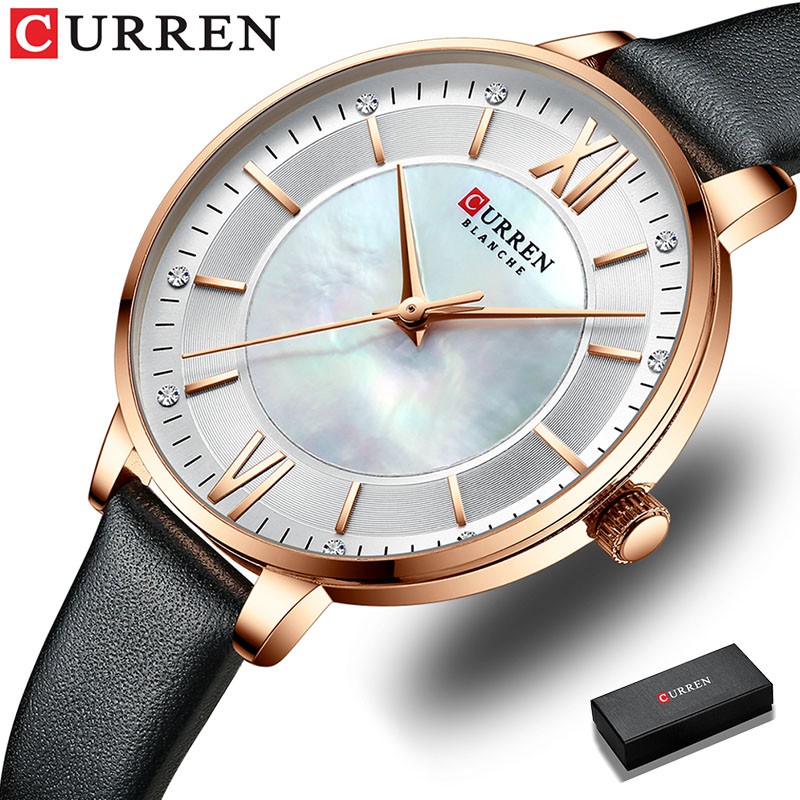 Curren Relógio Clássico De Quartzo Com Pulseira De Couro Wrsitwatches 9080