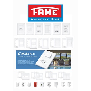 Tomadas 10A teclas placas e interruptores - Fame Evidence - Cor Branca - Conjunto Tomada 4x2 - 4x4 Simples ou Paralelo