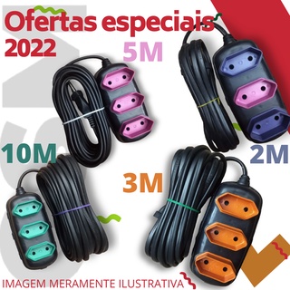 Extensão elétrica UNIVERSAL 10 metros CABO PP REFORÇADO em Oferta na Shopee