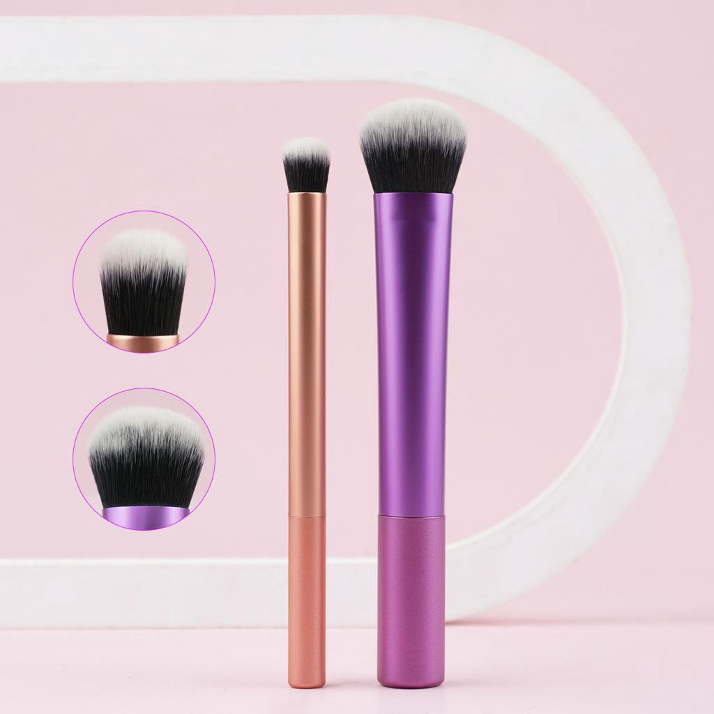 Escova Portátil Purple Foundation Brush & Orange Eyeshadow Brush 2 Peças