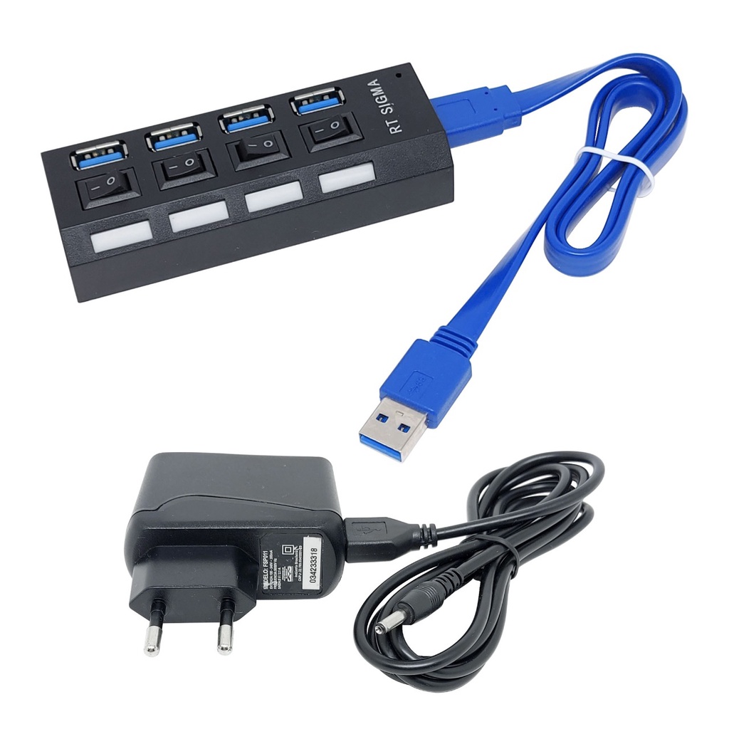 Hub Usb 3.0 Hi-speed 4portas C/fonte 5 Gbps Hd Externo