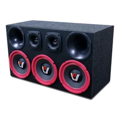 Caixa Som Automotivo Caixa Trio 3 Alto Falantes Woofer Pancadão 8 Polegadas + Corneteira Driver Tweeter