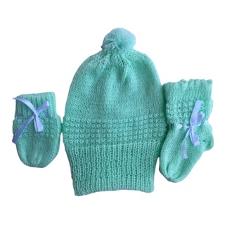 Kit de Bebê com Touca, Luva e Meia Verde em Oferta na Shopee