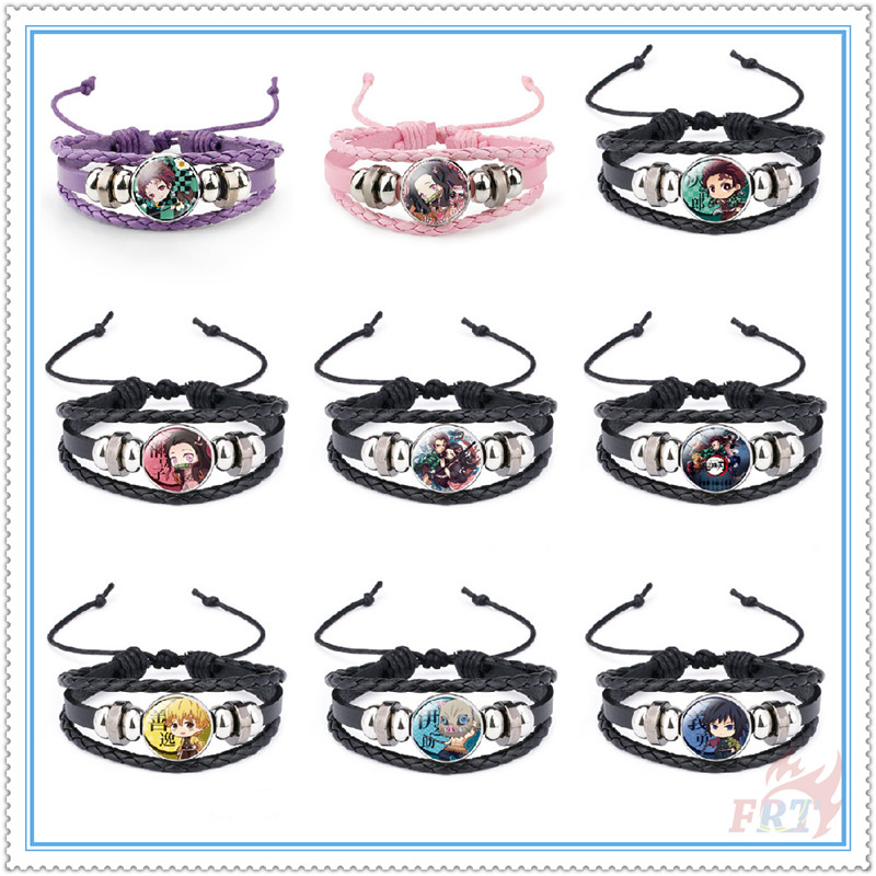 ☀ Demon Slayer-Pulseiras De Couro Com Personagens De Anime 1Pc Tempo Gem Cabochão Ajustável Mão Tricô Pulseira Vintage Presentes (9 Estilos) em Oferta na Shopee