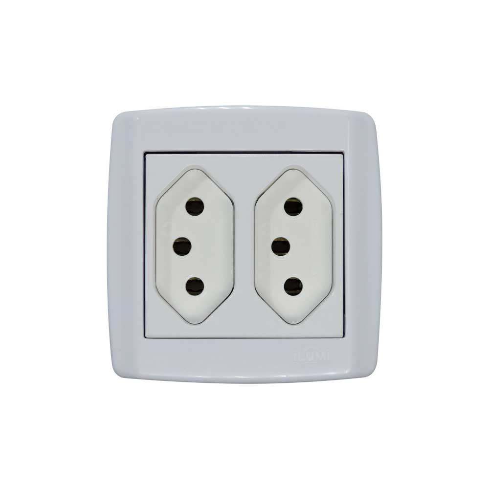 Conjunto 2 Tomada Sobrepor 10A 250V - Box Monobloco - ILUMI 84120 - ILM0053