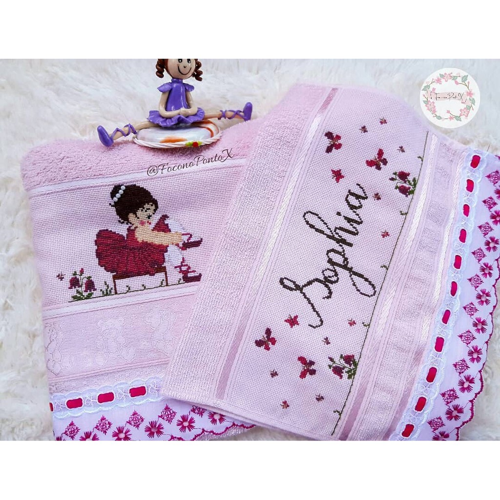 Conjunto De Toalha De Banho Bordada Em Ponto Cruz Para Bebe Shopee Brasil