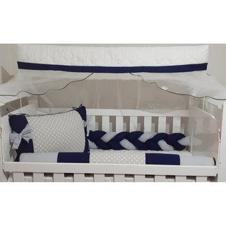 Kit Berço 8 Peças Poá Luxo 100% Algodão