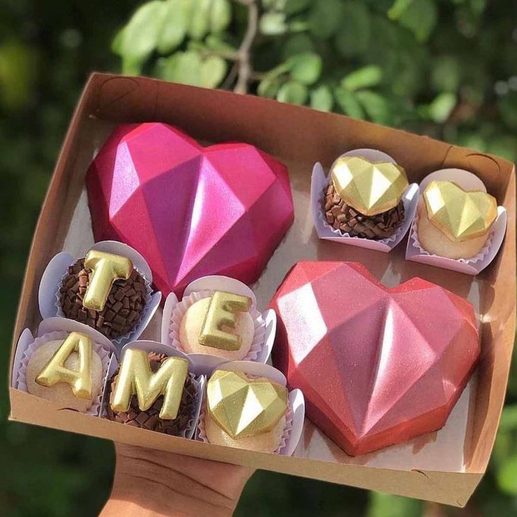 1~5 Forma Porto Com Silicone (3 partes) Para Chocolate CORAÇÃO DIAMOND 200G - CÓD 01 em Oferta na Shopee