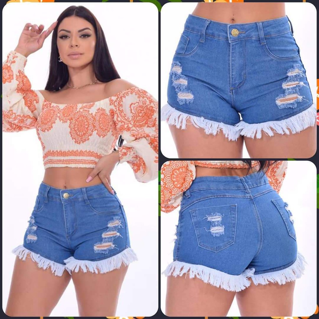 Kit Shorts Jeans Feminino Atacado Cintura Alta Sortidos Revenda Shopee Brasil