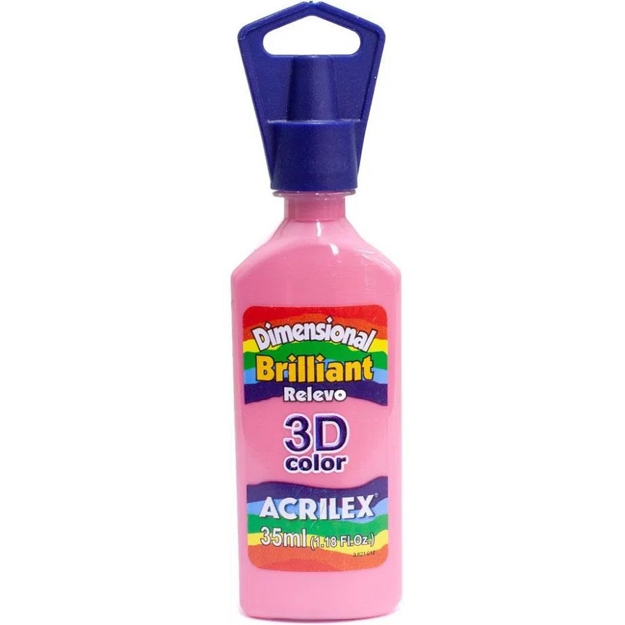 Tinta Dimensional Brilliant Relevo 3D Rosa Chá 567 35ml Acrilex - Brilhante com Efeito Relevo