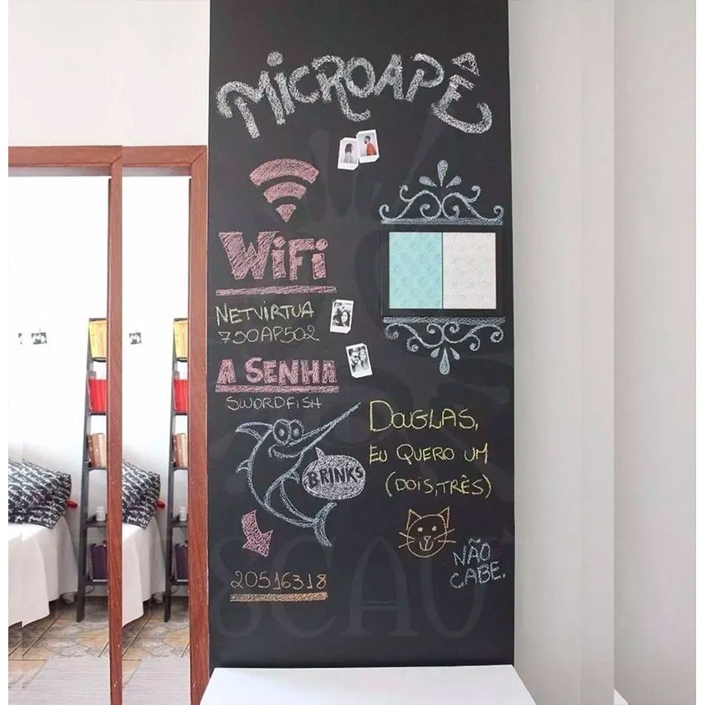 Papel Parede Adesivo Lousa Quadro Negro Preto Fosco 0,5mx 1m em Oferta na Shopee