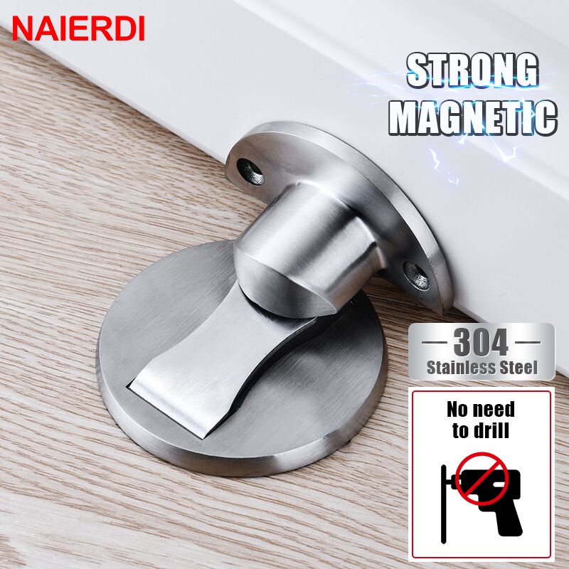 NAIERDI Batentes De Porta Magnéticos 304 , Rolha De Aço Inoxidável , Suportes Ocultos , Captura De Chão , Sem Pregos , F