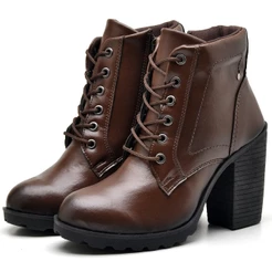 Bota Coturno Dubuy Feminina Salto Medio Marrom 01FG