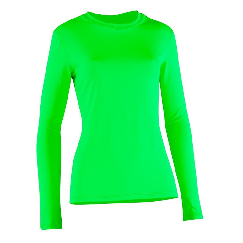 Camiseta Feminina Com Proteção UV50+ Manga Longa Academia VerdeNeon