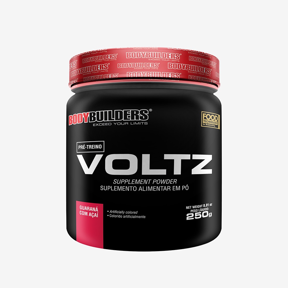 Pré-Treino Voltz - Guaraná com Açaí 250g - Bodybuilders Suplemento em Pó para Ganho de Energia e Força