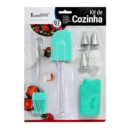 Kit Confeiteiro 3 Bicos Manga Espatula E Pincel De Silicone