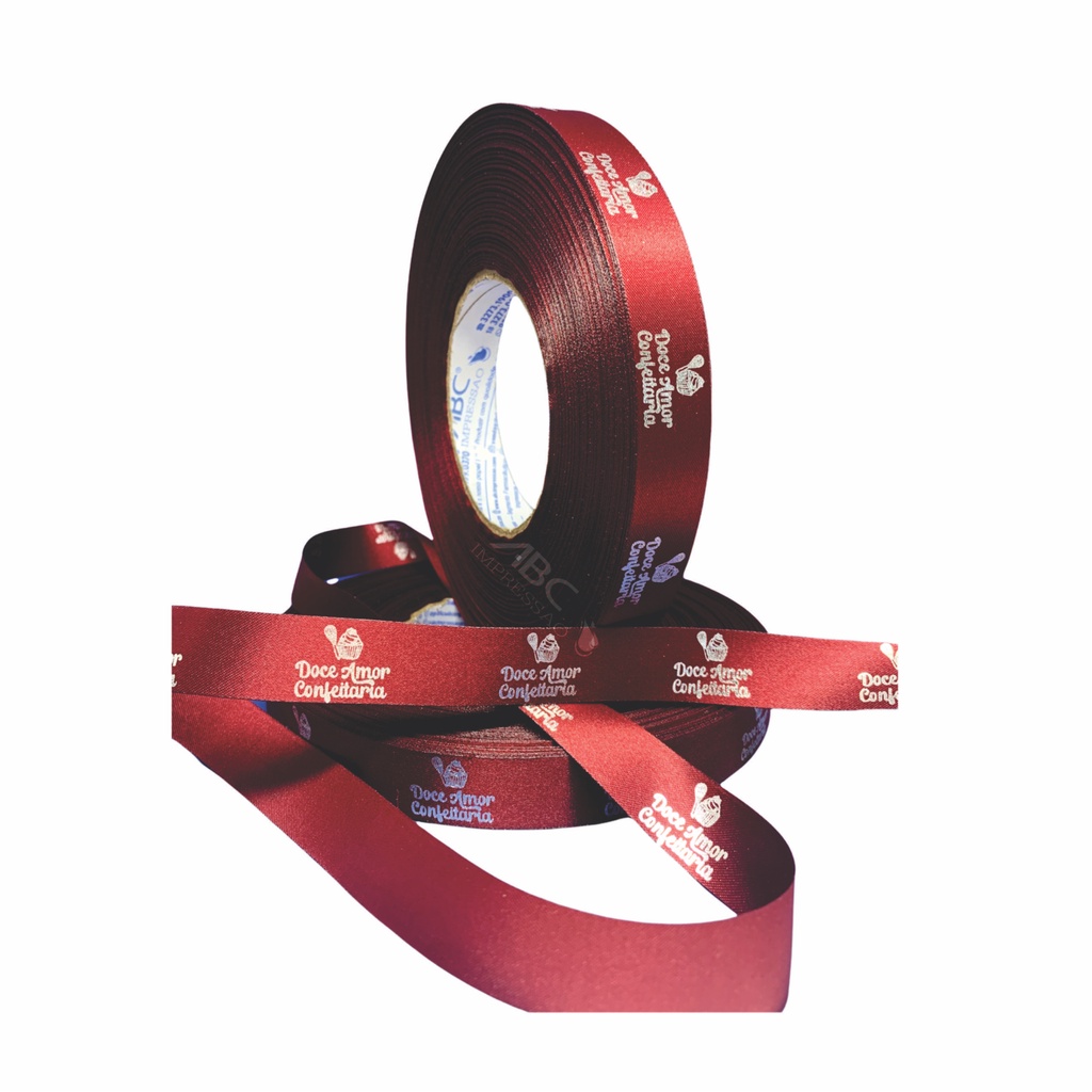Fita De Cetim Personalizada Hotstamping 20mm X 200 Metros