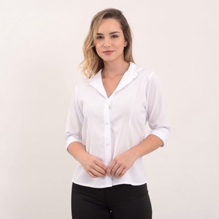 camisete branca e preta camisa social feminina manga 3/4 gabardine passa fácil direto da fábrica Direto da Fábrica