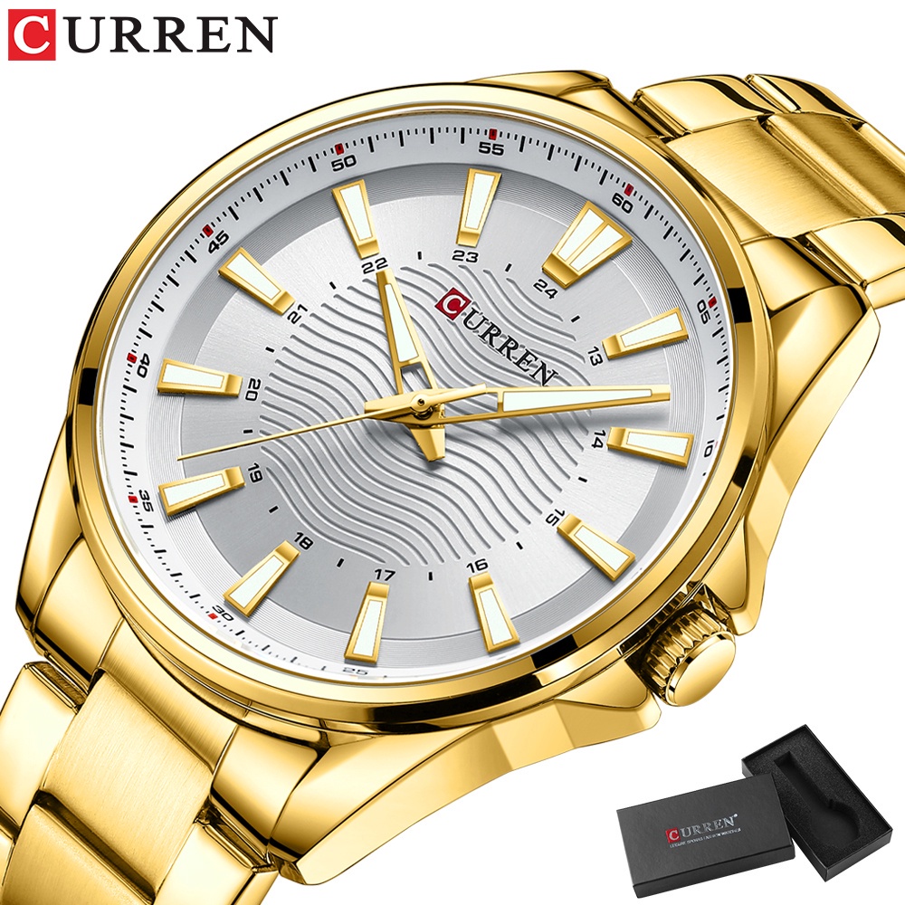 CURREN Relógio Moda Masculina Retro Simples Discagem Casual Negócios Aço Inoxidável 8424 - Watches