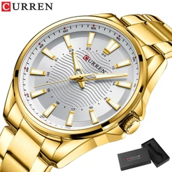 CURREN Relógio Moda Masculina Retro Simples Discagem Casual Negócios Aço Inoxidável 8424