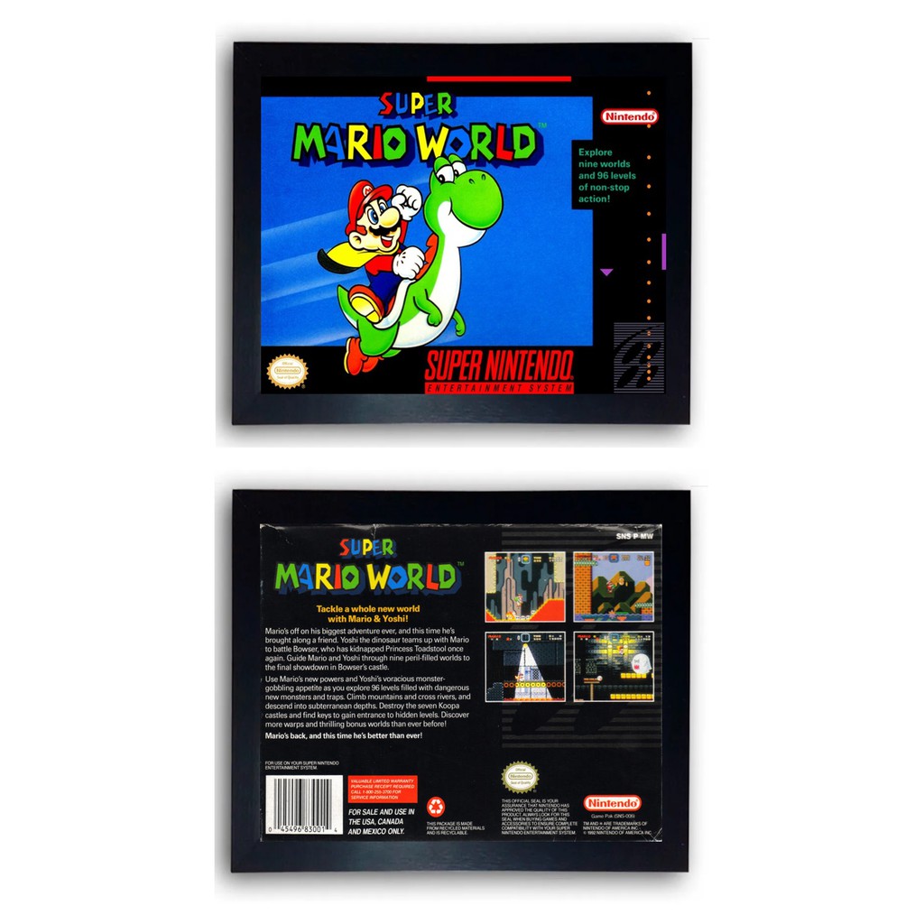 02 Quadro Decorativo Super Mario World Snes Moldurado