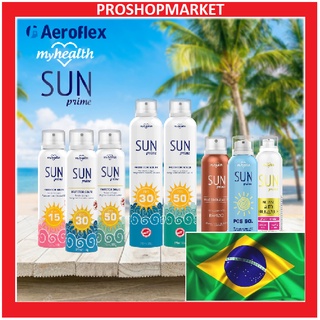 Protetor Solar Spray Fps 15 30 e 50 Sun Prime My Health Aerossol 370ml tamanho família bronzeado para verão