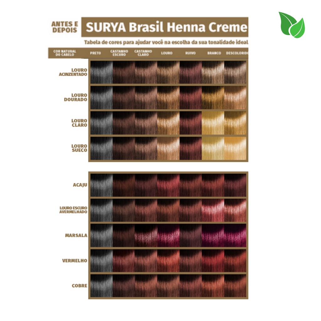Kit 5 - Tintura Natural Henna Pó Surya Brasil Escolha Cor