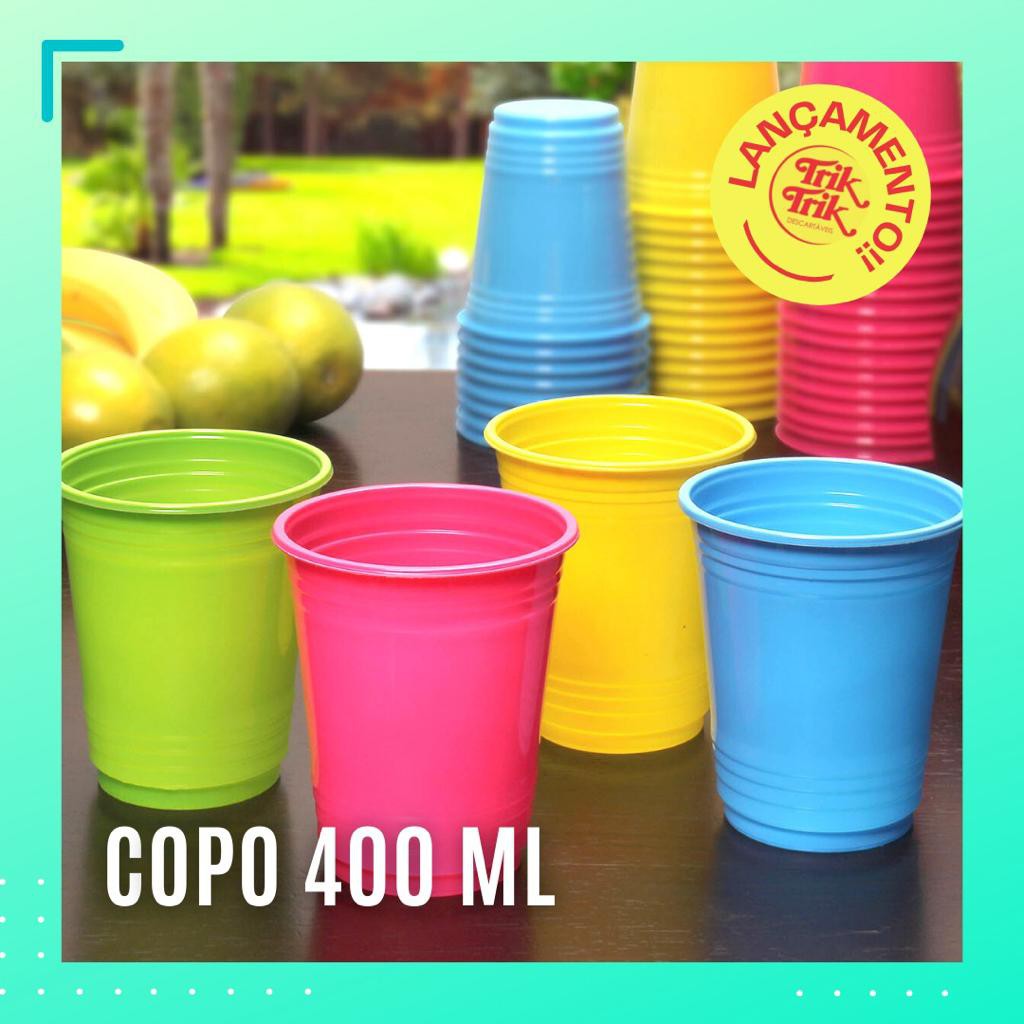 25~100 Copos Americano 400ml Candy Color Colorido Para Festas Aniversário Resistente em Oferta na Shopee