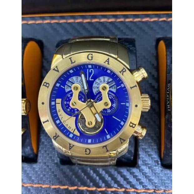 Bvlgari Hybrid Dourado Fundo Azul Linha Premium Aaa Shopee Brasil