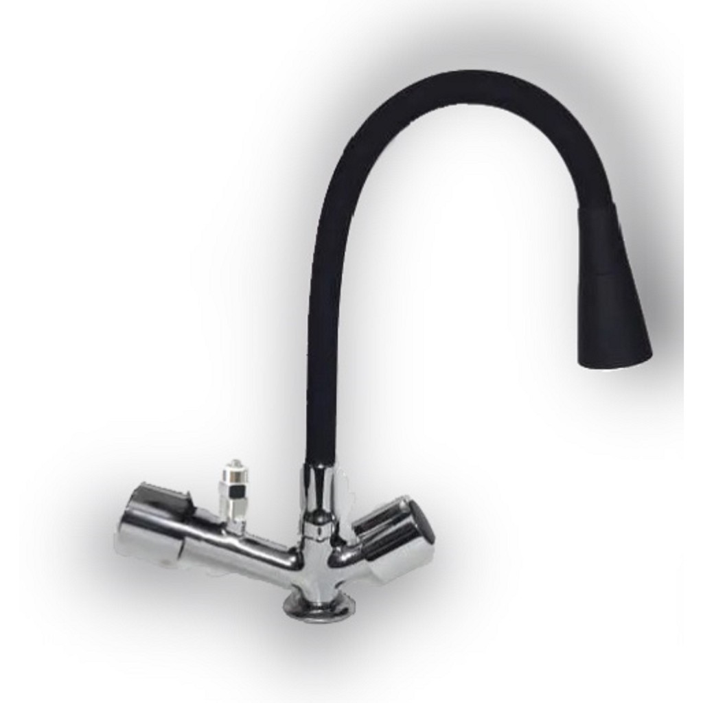 Torneira Cozinha Flexível Jato Preto Mesa Com Saída Purificador C40 Pt 1/4 de volta