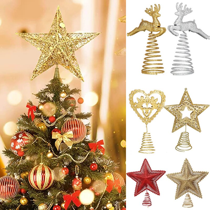 Ouro Prata Vermelho Brilhante Árvore De Natal Top Estrela Alce Requintado  Ferro Ornamento Da Arte Para A Árvore De Natal Decoração De Ano Novo  Decoração | Shopee Brasil