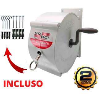 Varal De Parede Recolhível Retrátil Roupa 30mt + Ganchos