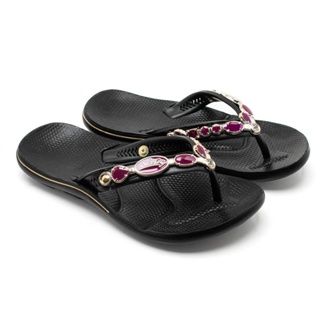 Chinelo Feminino Preto Ortopédico Antiderrapante com Pedrinhas Alcalay em Oferta na Shopee