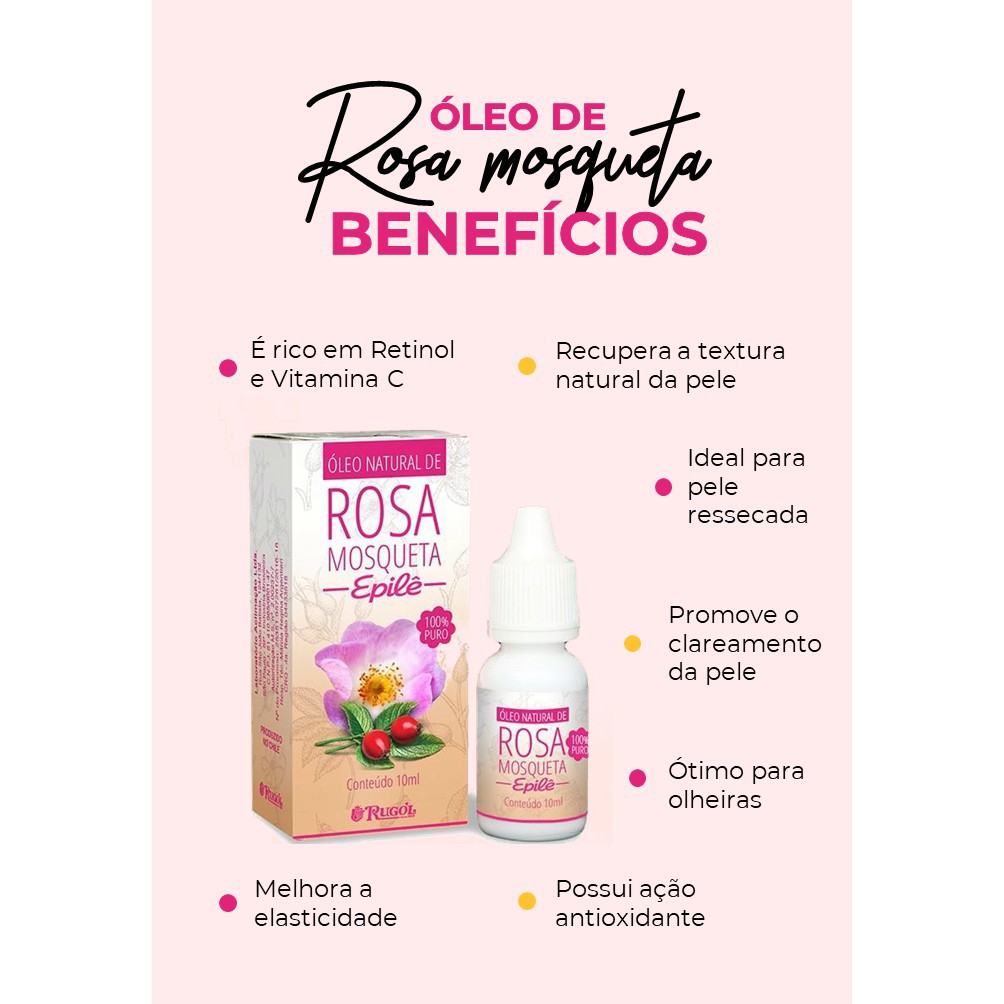 Oleo Natural de Rosa Mosqueta 10ml Rugol anti ruga, anti mancha, trata ...