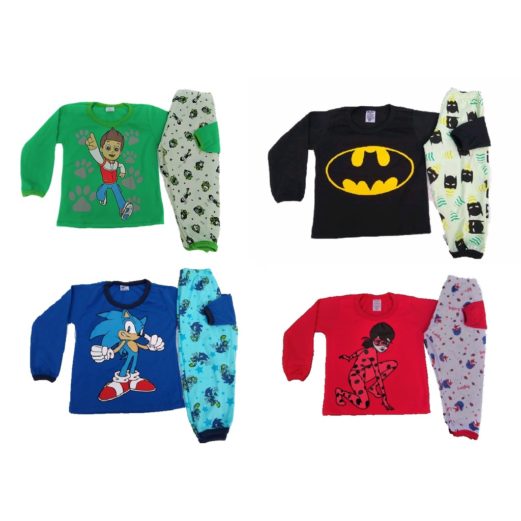 Personagens roupa de dormir pijamas infantil juvenil de 2 a 12 anos  qualidade
