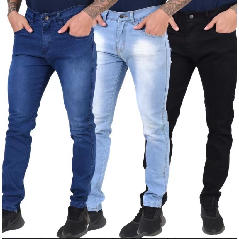 Calças Skinny Masculina Jeans Lycra Estica No Corpo Moda Lançamento