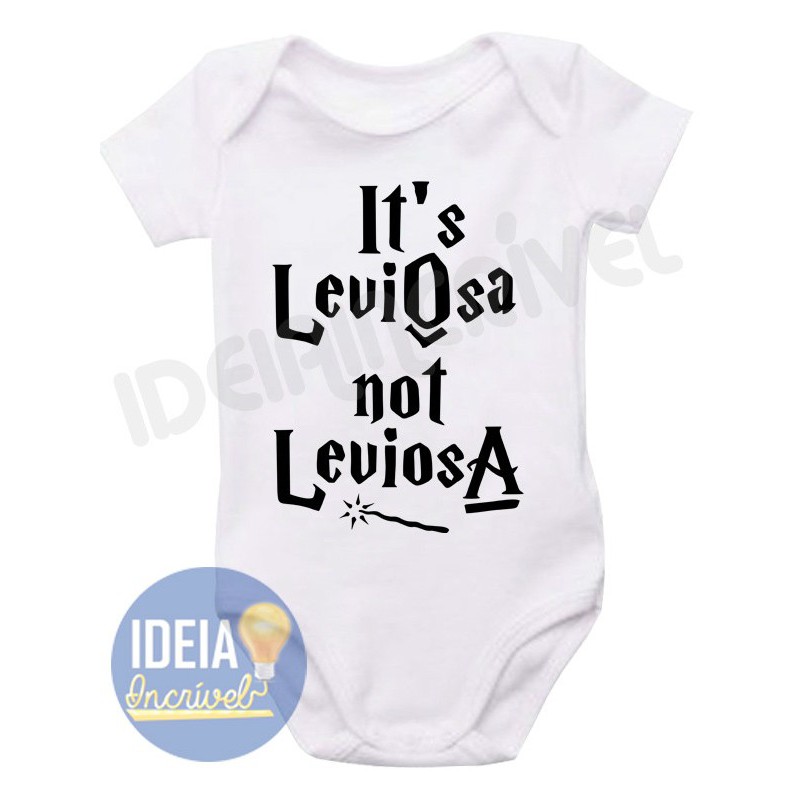 Roupa Body Bebê bebe infantil It's Leviosa, Not Leviosa - hogwarts grifinória sonserina lufa lufa potter bruxo bruxinho