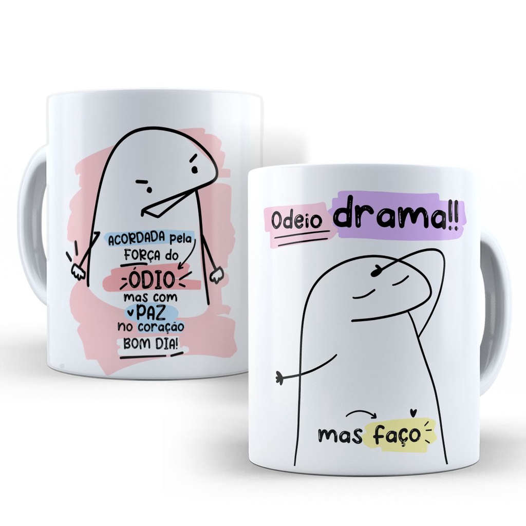 Caneca Café Personalizada de Porcelana Flork Meme Engraçada Divertida Mod.457 Drama