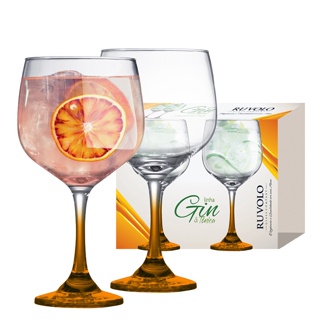 Taça de Vidro Gin Club Hasta Laranja em Oferta na Shopee