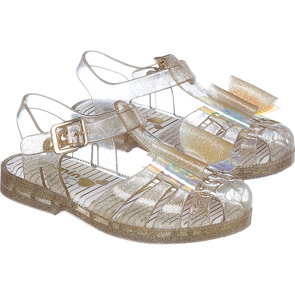 Sandália  Infantil Menina Criança Glitter Ouro Com LAÇO  Camin - Baby & Kids Fashion