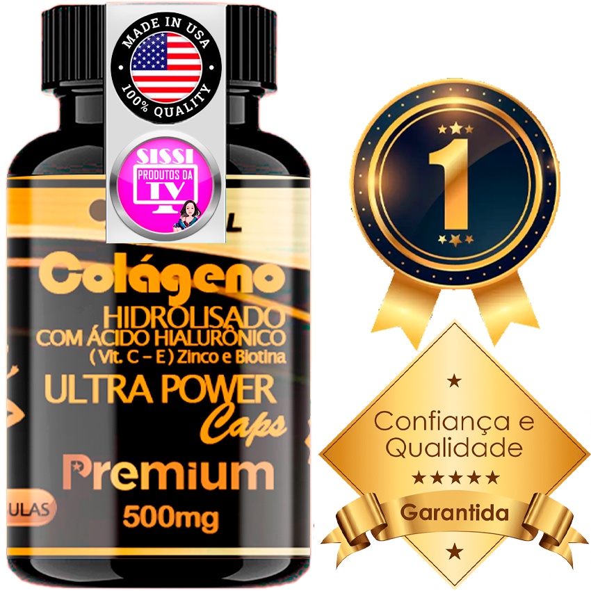 Colágeno Hidrolisado Com Ácido Hialurônico - Vitaminas C, E – Zinco e Biotina ULTRA POWER Caps 60
