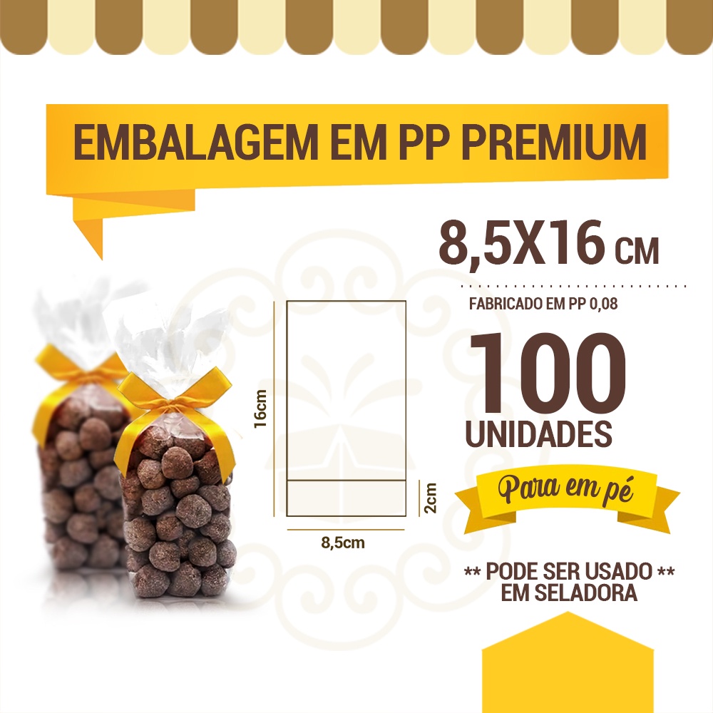Saquinhos fundo sanfona em PP 8,5x16 em c/ 100 unidades