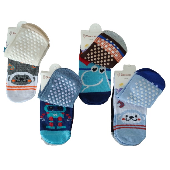 KIT 3, 6 ou 12 Pares de Meia Antiderrapante Infantil Cano Médio Menino Atacado Varejo 0 até 10 Anos